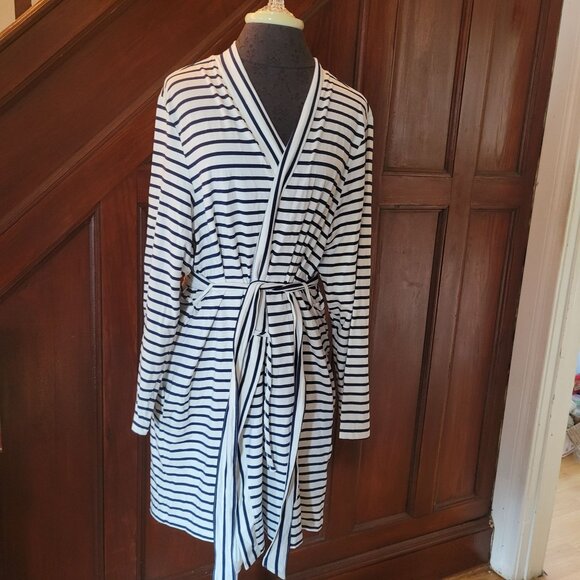 Lands End Striped Womens Robe With Belt  L/XL - Picture 1 of 3